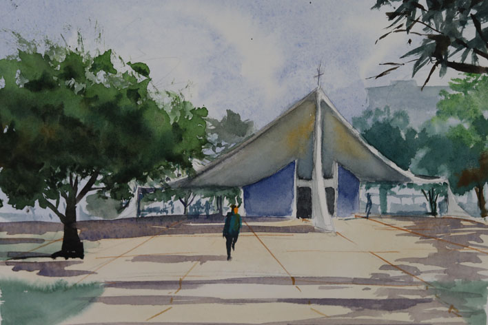 Primeira exposição virtual do Espaço Cultural STJ mostra Brasília nas aquarelas de Fernando Rabuja