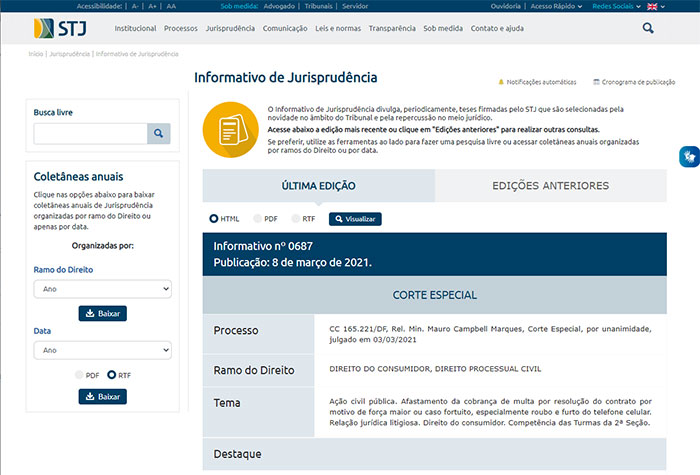 Informativo de Jurisprudência é reestruturado e passa a ter divulgação semanal